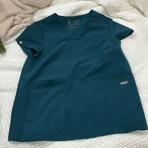 Teal figs scrub top